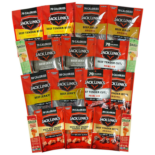 SNACK MALL - Jerky variety pack - Birthday Gift for Men, Meat and Fruit Jerky (Pack of 18)