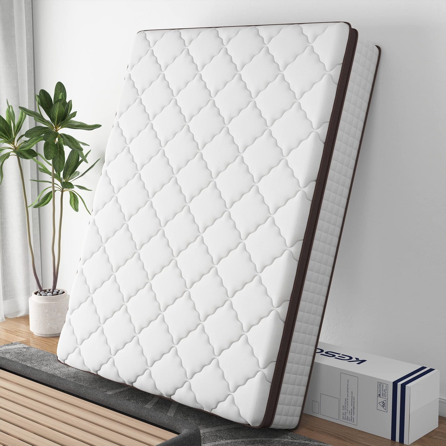 Kescas Twin Mattress, 10 Inch Hybrid Mattress with Memory Foam & Heavier Coils, Ergonomic Design for Pressure Relief