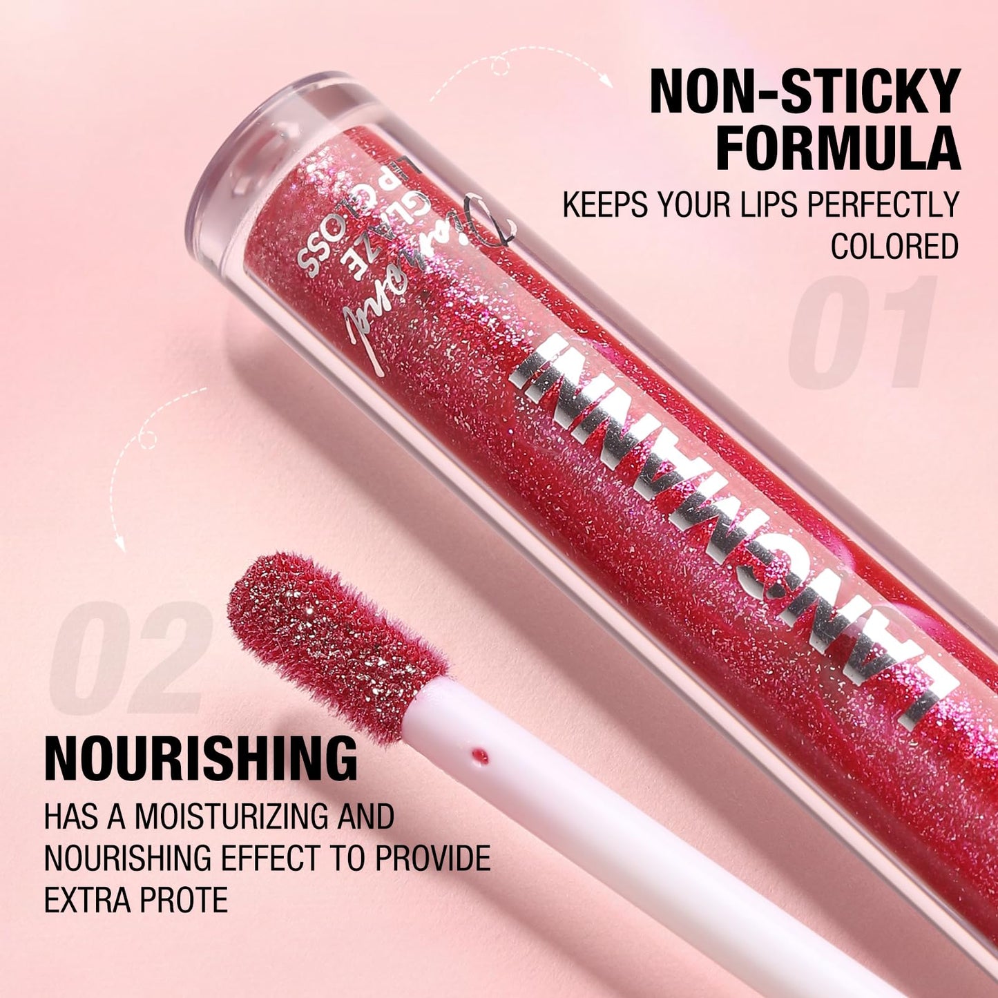 LANGMANNI - Juego de 10 brillos labiales con purpurina de diamante, lápiz labial líquido de larga duración y brillo intenso, kit de brillo labial hidratante, regalo de maquillaje para niñas