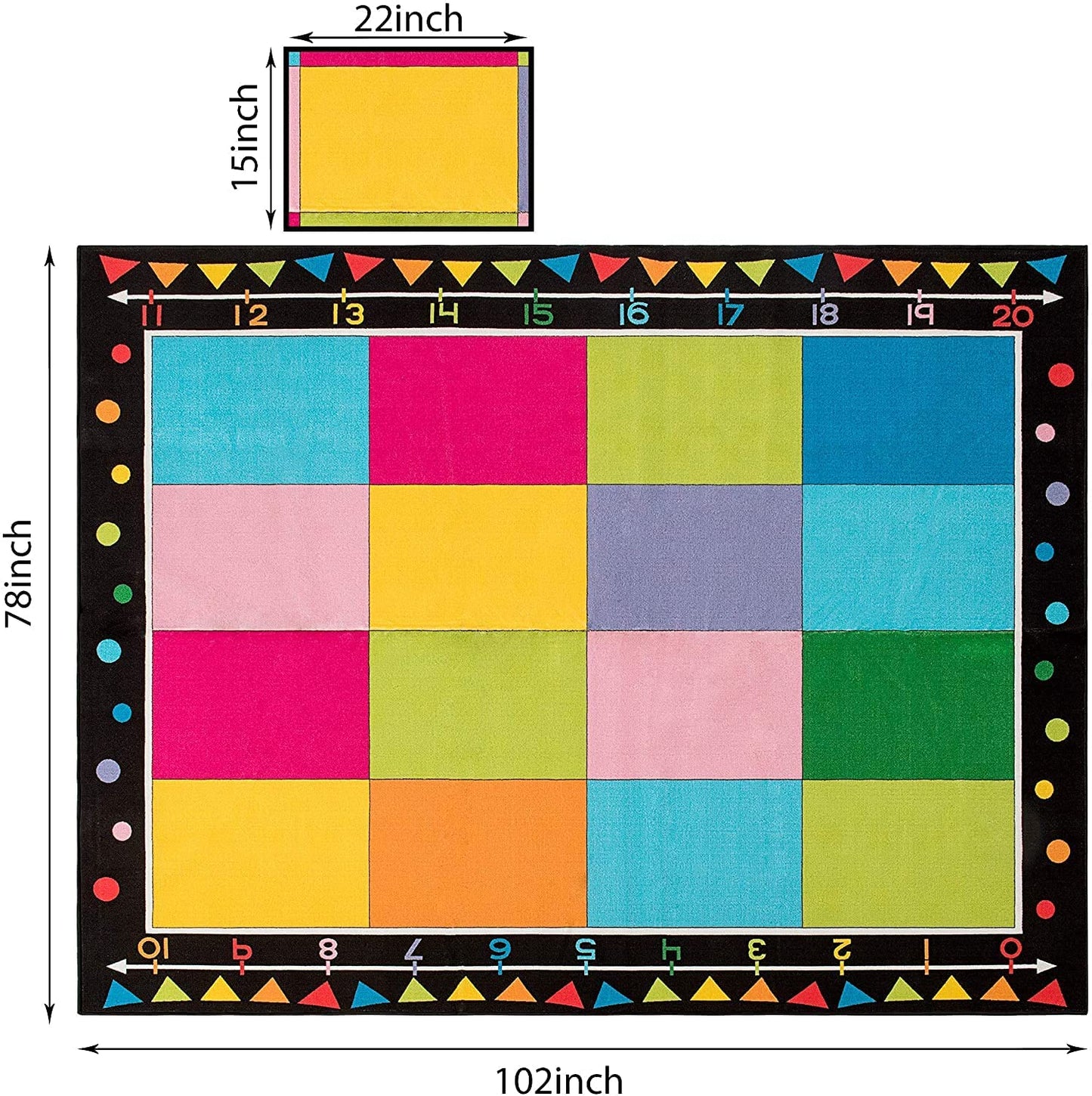 Alfombra para aula Booooom Jackson, alfombra para aula infantil de 8'5" x 6'5", alfombra para niños con respaldo antideslizante, alfombra educativa para aula infantil de primaria