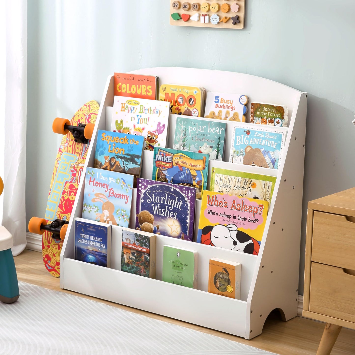 Estantería infantil TOETOL, estantería para niños pequeños, estantería de exhibición de libros blancos para aulas, dormitorios infantiles