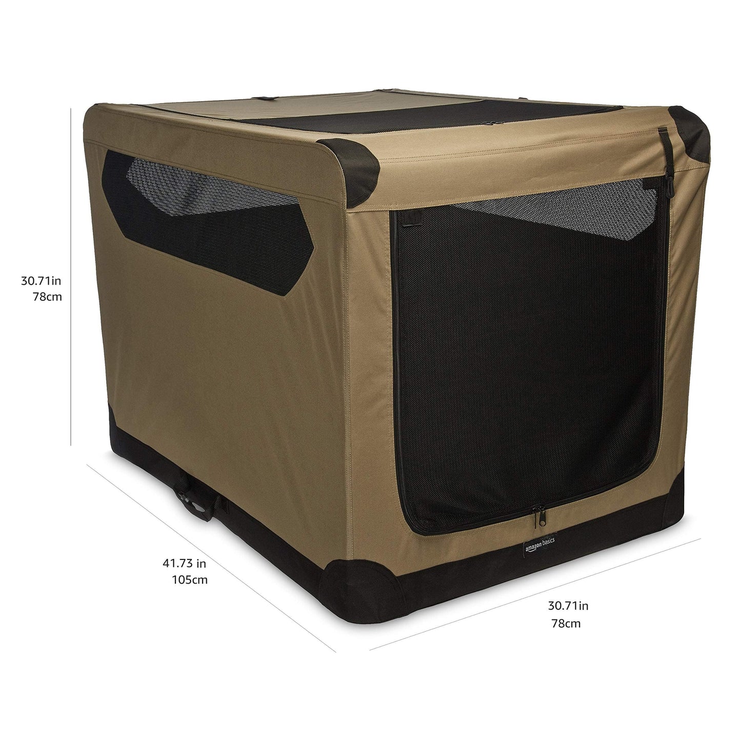 Amazon Basics 2-Door Collapsible, Lightweight Soft-Sided Folding Travel Crate Dog Kennel