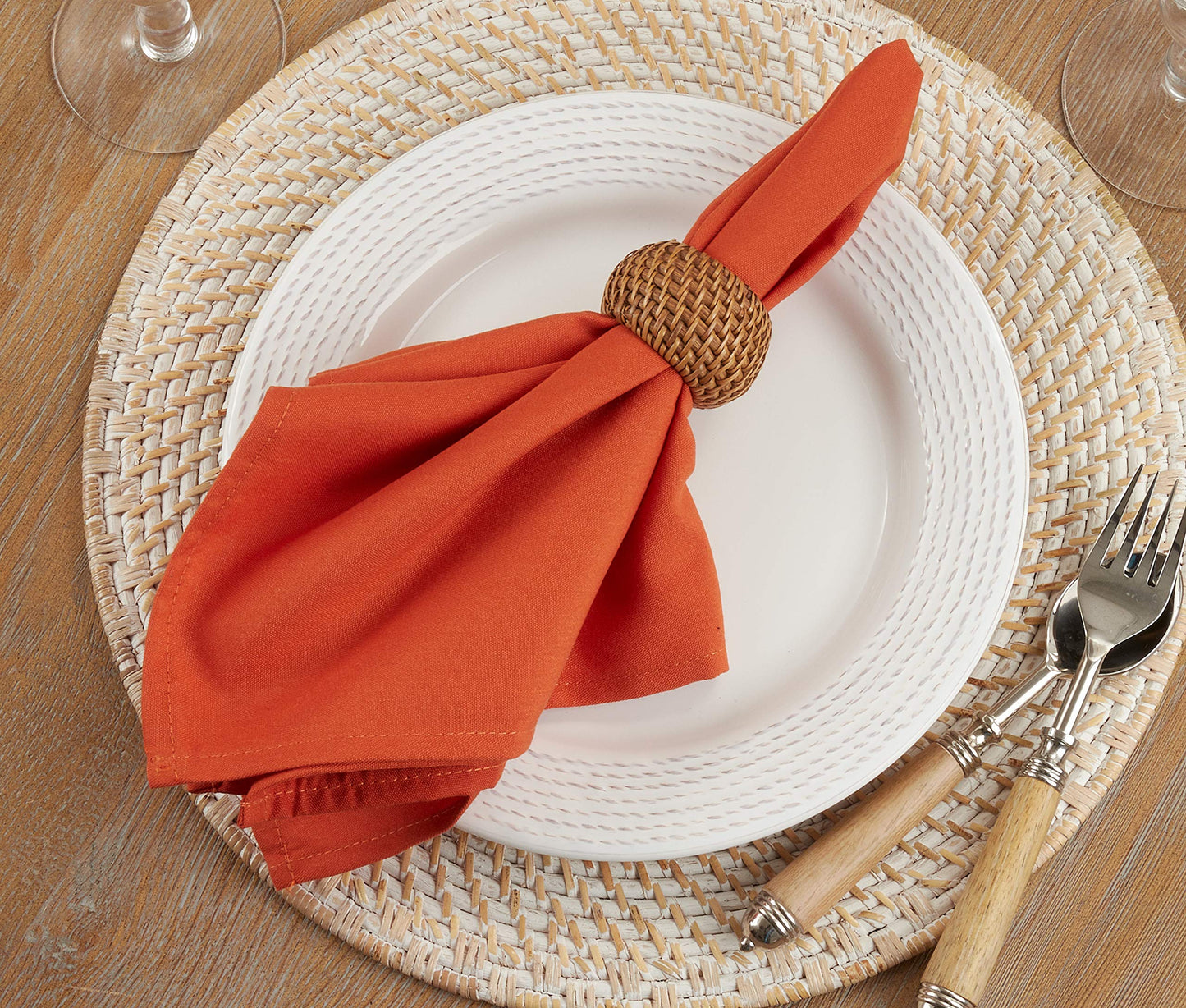 Servilletas de mesa de uso diario de diseño informal de la colección SARO LIFESTYLE (juego de 12), 20", calabaza